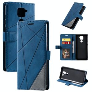 For Xiaomi Redmi Note 9 Skin Feel Splicing Horizontal Flip Leather Case with Holder & Card Slots & Wallet & Photo Frame(Blue) (OEM)
