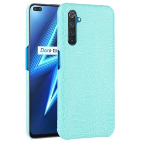 For Oppo Realme 6 Pro Shockproof Crocodile Texture PC + PU Case(Light green) (OEM)