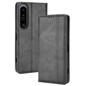 For Sony Xperia 1 IV Magnetic Buckle Retro Texture Leather Phone Case(Black) (OEM)