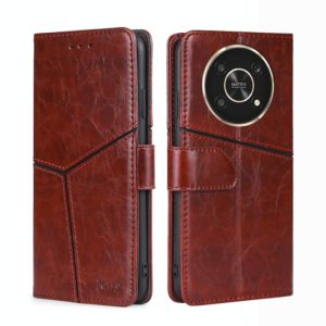 For Honor X30 Geometric Stitching Horizontal Flip Leather Phone Case(Dark Brown) (OEM)