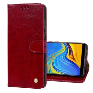 Business Style Oil Wax Texture Horizontal Flip Leather Case for Samsung Galaxy A9 (2018) / A9s, with Holder & Card Slots & Wallet c(Red) (OEM)