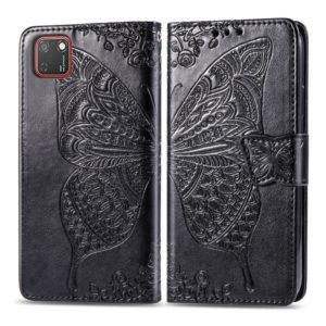 For Huawei Y5P Butterfly Love Flower Embossed Horizontal Flip Leather Case with Bracket / Card Slot / Wallet / Lanyard(Black) (OEM)