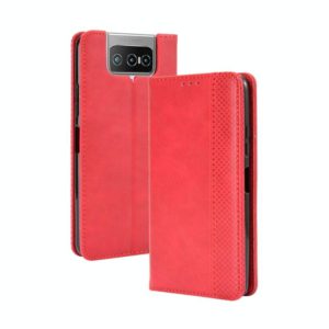 For Asus Zenfone 7 ZS670KS/Zenfone 7 Pro ZS671KS Magnetic Buckle Retro Crazy Horse Texture Horizontal Flip Leather Case , with Holder & Card Slots & Photo Frame(Red) (OEM)