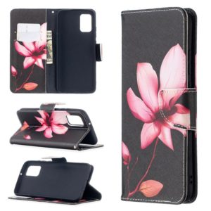 For Samsung Galaxy A02s (EU Version) Colored Drawing Pattern Horizontal Flip Leather Case with Holder & Card Slots & Wallet(Lotus) (OEM)