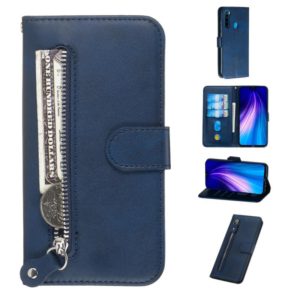 For Xiaomi Redmi Note 8 Fashion Calf Texture Zipper Horizontal Flip PU Leather Case, with Holder & Card Slots & Wallet(Blue) (OEM)