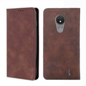 For Nokia C21 Skin Feel Magnetic Horizontal Flip Leather Phone Case(Dark Brown) (OEM)