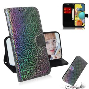 For Samsung Galaxy A51 5G Solid Color Colorful Magnetic Buckle Horizontal Flip PU Leather Case with Holder & Card Slots & Wallet & Lanyard(Silver) (OEM)