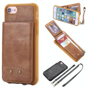 For iPhone 6 Vertical Flip Shockproof Leather Protective Case with Long Rope, Support Card Slots & Bracket & Photo Holder & Wallet Function(Brown) (OEM)