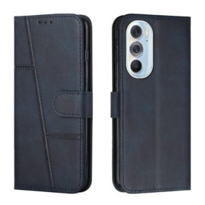 For Motorola Edge X30 Stitching Calf Texture Buckle Leather Phone Case(Blue) (OEM)