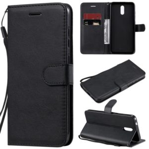 For Nokia 2.3 Solid Color Horizontal Flip Protective Leather Case with Holder & Card Slots & Wallet & Photo Frame & Lanyard(Black) (OEM)