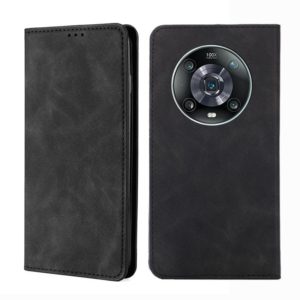 For Honor Magic4 Pro Skin Feel Magnetic Horizontal Flip Leather Phone Case(Black) (OEM)