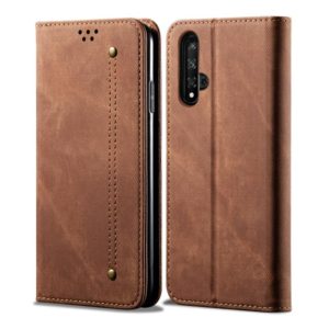 For Huawei Honor 20 Denim Texture Casual Style Horizontal Flip Leather Case with Holder & Card Slots & Wallet(Brown) (OEM)