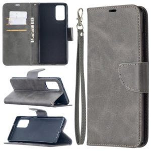 For Samsung Galaxy Note 20 Retro Lambskin Texture Pure Color Horizontal Flip PU Leather Case, with Holder & Card Slots & Wallet & Lanyard(Grey) (OEM)