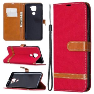 For Xiaomi Redmi Note 9 Denim Texture Horizontal Flip Leather Case with Holder & Card Slots & Wallet & Lanyard(Red) (OEM)
