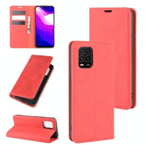 For Xiaomi Mi 10 Lite 5G Retro-skin Business Magnetic Suction Leather Case with Holder & Card Slots & Wallet(Red) (OEM)