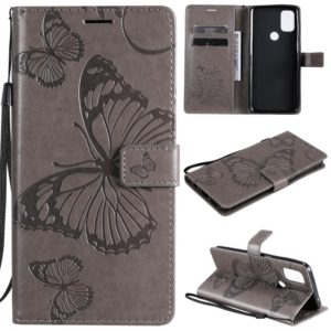For OnePlus Nord N10 5G 3D Butterflies Embossing Pattern Horizontal Flip Leather Case with Holder & Card Slot & Wallet(Grey) (OEM)