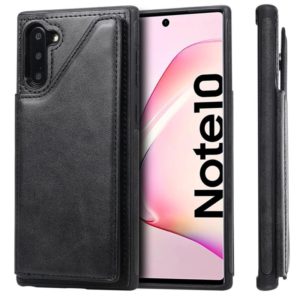 For Galaxy Note 10 Shockproof Calf Texture Protective Case with Holder & Card Slots & Frame(Black) (OEM)