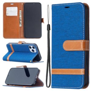 For iPhone 12 / 12 Pro Color Matching Denim Texture Horizontal Flip Leather Case with Holder & Card Slots & Wallet & Lanyard(Royal Blue) (OEM)