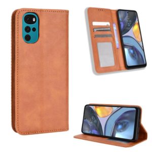 For Motorola Moto G22 Magnetic Buckle Retro Texture Leather Phone Case(Brown) (OEM)
