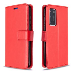 For Huawei P40 Crazy Horse Texture Horizontal Flip Leather Case with Holder & Card Slots & Wallet & Photo Frame(Red) (OEM)