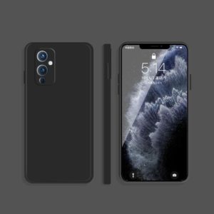 For OnePlus 9 Solid Color Imitation Liquid Silicone Straight Edge Dropproof Full Coverage Protective Case(Black) (OEM)