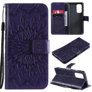 For OnePlus 9 Sun Embossing Pattern Horizontal Flip Leather Case with Card Slot & Holder & Wallet & Lanyard(Purple) (OEM)