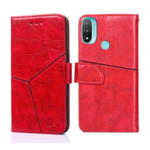 For Motorola Moto E20 Geometric Stitching Horizontal Flip Leather Phone Case(Red) (OEM)