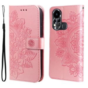 For Infinix Hot 11S 7-petal Flowers Embossed Flip Leather Phone Case(Rose Gold) (OEM)