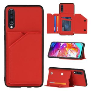 For Samsung Galaxy A70 & A70s Skin Feel PU + TPU + PC Back Cover Shockproof Case with Card Slots & Holder & Photo Frame(Red) (OEM)