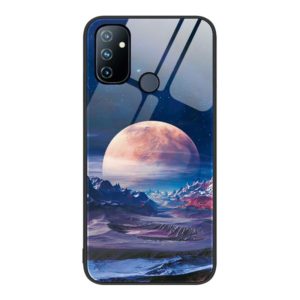 For OnePlus Nord N100 Colorful Painted Glass Phone Case(Moon Hill) (OEM)
