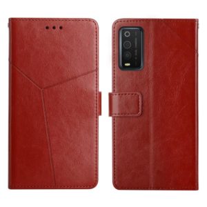 For TCL 205 Y Stitching Horizontal Flip Leather Phone Case(Brown) (OEM)
