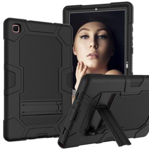 For Samsung Galaxy Tab A7 10.4 (2020) T500 / T505 Contrast Color Robot Shockproof Silicone + PC Protective Case with Holder(Black) (OEM)