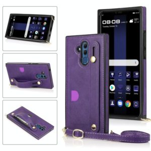 For Huawei Mate 20 Lite Wrist Strap PU+TPU Shockproof Protective Case with Crossbody Lanyard & Holder & Card Slot(Purple) (OEM)