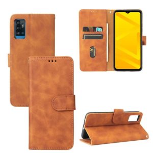 For ZTE Blade A71 Solid Color Skin Feel Magnetic Buckle Horizontal Flip Calf Texture PU Leather Case with Holder & Card Slots & Wallet(Brown) (OEM)