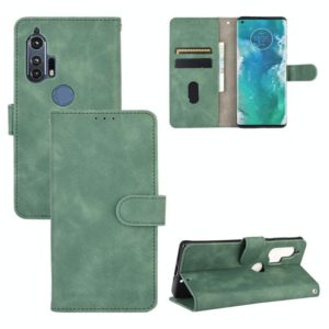For Motorola Moto Edge Plus Solid Color Skin Feel Magnetic Buckle Horizontal Flip Calf Texture PU Leather Case with Holder & Card Slots & Wallet(Green) (OEM)