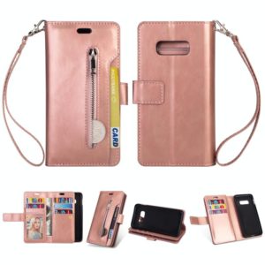 For Samsung Galaxy S10e Multifunctional Zipper Horizontal Flip Leather Case with Holder & Wallet & 9 Card Slots & Lanyard(Rose Gold) (OEM)