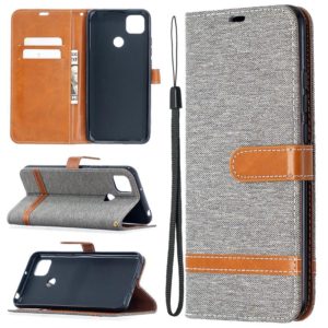 For Xiaomi Redmi 9C Color Matching Denim Texture Horizontal Flip Leather Case with Holder & Card Slots & Wallet & Lanyard(Grey) (OEM)