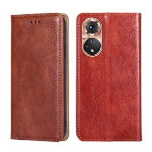 For Honor 50 Gloss Oil Solid Color Magnetic Leather Phone Case(Brown) (OEM)