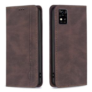 For ZTE Blade A31 Magnetic RFID Blocking Anti-Theft Leather Phone Case(Brown) (OEM)