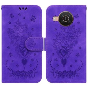 For Nokia X10 / X20 Butterfly Rose Embossed Leather Phone Case(Purple) (OEM)