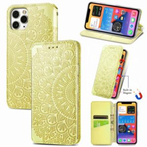 For iPhone 11 Pro Blooming Mandala Embossed Pattern Magnetic Horizontal Flip Leather Case with Holder & Card Slots & Wallet(Yellow) (OEM)