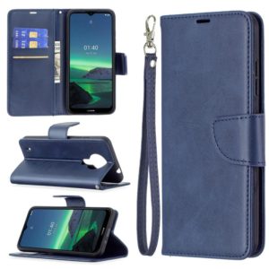 For Nokia 1.4 Retro Lambskin Texture Pure Color Horizontal Flip PU Leather Case with Holder & Card Slots & Wallet & Lanyard(Blue) (OEM)