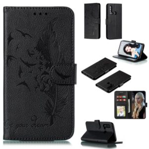 Feather Pattern Litchi Texture Horizontal Flip Leather Case with Wallet & Holder & Card Slots For Huawei P20 Lite (2019) / Nova 5i(Black) (OEM)