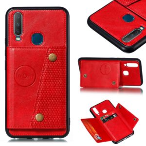 For Huawei Y7p 2020 PU + TPU Shockproof Magnetic Protective Case with Card Slots(Red) (OEM)