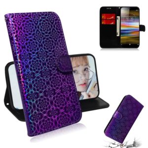 For Sony Xperia L3 Solid Color Colorful Magnetic Buckle Horizontal Flip PU Leather Case with Holder & Card Slots & Wallet & Lanyard(Purple) (OEM)