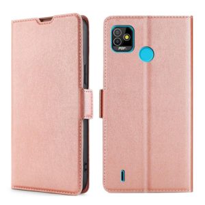 For Tecno Pop 5 Ultra-thin Voltage Side Buckle PU + TPU Horizontal Flip Leather Case with Holder & Card Slot(Rose Gold) (OEM)