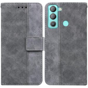 For Tecno Pop 5 LTE BD4 Geometric Embossed Leather Phone Case(Grey) (OEM)