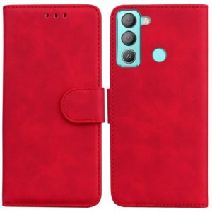 For Tecno Pop 5 LTE BD4 Skin Feel Pure Color Flip Leather Phone Case(Red) (OEM)