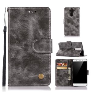 For Nokia 8 Sirocco Retro Copper Buckle Crazy Horse Horizontal Flip PU Leather Case with Holder & Card Slots & Wallet & Lanyard(Gray) (OEM)