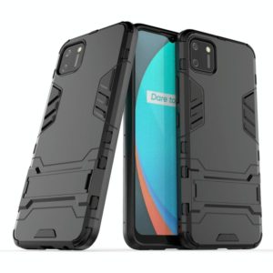 For OPPO Realme C11 PC + TPU Shockproof Protective Case with Invisible Holder(Black) (OEM)